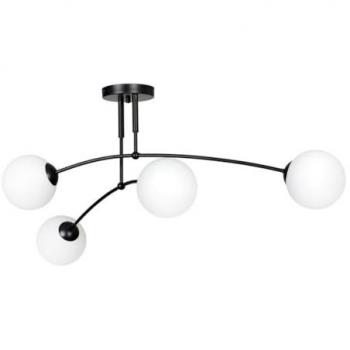 Lámpara de Techo EPIKASA Pregos, Acero con recubrimiento de polvo y Vidrio, Negro y Blanco, 60x30x60 cm