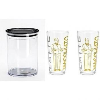 Tarro de aroma fresh Café + 2Latte vasos CC 350grande Cristal Coffee & More stabelbar