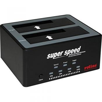 Estación de Acoplamiento Roline para HDD/SSD 2.5 y 3.5, Doble Bahía, USB 3.0, Función de Clonación