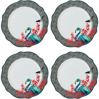 Juego de Tazas de Espresso Mikasa x Sarah Arnett, 2x Tazas y Platos, Porcelana con Estampado de Animales, 85ml, Caja de Regalo, Aptas para Lavavajillas;