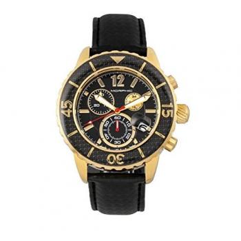 Morphic M51 Series Gold and Black Chronograph Leather-Band Men's Watch with Date