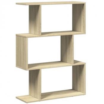 Librería divisora 3 niveles madera roble Sonoma 70x24x97 cm Marrón