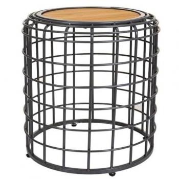 Mesa de centro Wanderlust Deco de metal y madera negra 44x44x45 cm estilo industrial