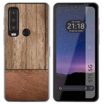Funda de Silicona para CAT S75 5G con Diseño de Madera 09 y Dibujos