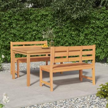 Juego de comedor de jardín 3 piezas de teca de madera maciza Marrón
