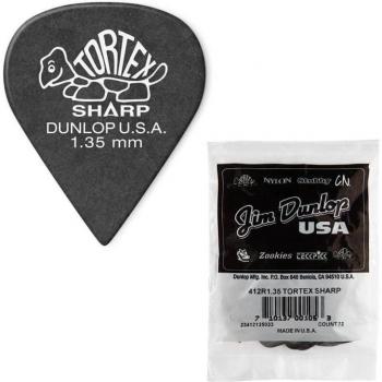 Dunlop Tortex Sharp Guitar Picks 1.35mm Gauge Black 72-Pack