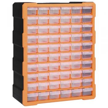 Organizador multicajones con 60 cajones, dimensiones de 38x16x47.5 cm