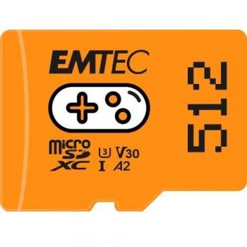 Tarjeta de Memoria MicroSD EMTEC Gaming de 512GB con Velocidades de Lectura y Escritura Ultra Rápidas - Naranja