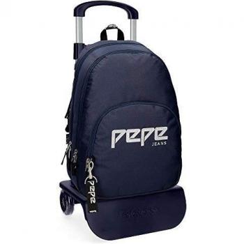 Pepe Jeans Uma Mochila Doble Compartimento con Carro Azul 32x44x22 cms Poliéster 20.46L