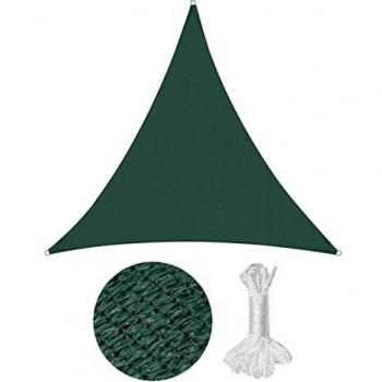 Sekey Toldo Vela de Sombra Triangular HDPE Protección Rayos UV Resistente Permeable Transpirable para Patio, Exteriores, Jardín, con Cuerda, 5×5×5m Verde
