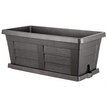 Jardinera Rectangular de Efecto Madera Antracita 100 x 44 x 40 cm