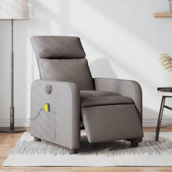Silla de masaje reclinable de torso eléctrico en tela gris taupe Vidaxl