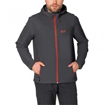 Jack Wolfskin Turbulence Jkt - Chaqueta soft shell con cremallera, talla M, color gris oscuro y naranja