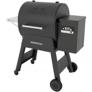 Barbacoa de pellets Traeger Ironwood D2 650, cocción a leña, sistema de control digital WiFIRE, capacidad para hasta 24 hamburguesas, parrilla de acero inoxidable, temperatura ajustable entre 75°C