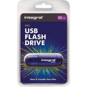 Integral EVO 32GB USB 2.0 Flash Drive - Blue - Compatible with PC and Mac