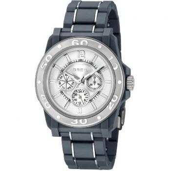 Breil mens quartz watch with grey dial analogue display and black pu bracelet tw0992