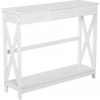 Mesa de consola clásica con 1 cajón y 1 estante de almacenaje