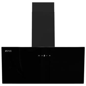 Campana Extractora Decorativa Evvo CE45 Cristal Negro 90 cm, Potencia 650 m³/h, Filtro de Carbón Activo y de Aluminio 5 Capas, 3 Velocidades, 2
