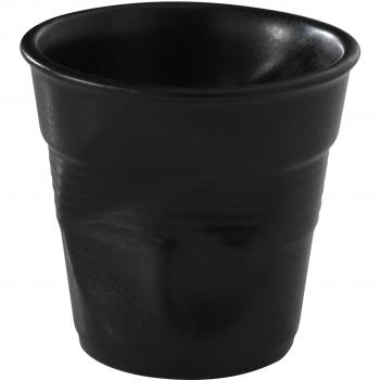 Revol France Vaso Arrugado de Cappuccino, de Porcelana, 180 ml, Taza de Cappuccino, Negro Mate