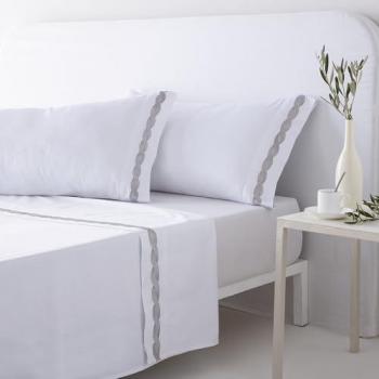 Juego de Sábanas de Satén 100% Algodón Egipcio 300 Hilos Olarizu Blanco para Cama de 105 x 190/200 cm
