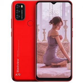 Android 11 Smartphone Libre, Blackview A70 Teléfono Móvil Octa-Core 3GB + 32GB Pantalla Waterdrop HD+ 6.517 '', Cámara Triple 13MP Movil Libre Barato Batería 5380mAh Dual SIM 4G Face ID/GPS- Rojo