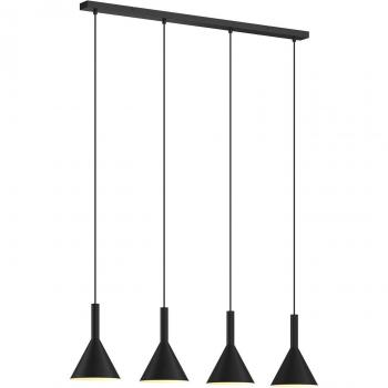 Lámpara colgante 'Tadej' moderna de metal negro con 4 luces E27 para salón y comedor