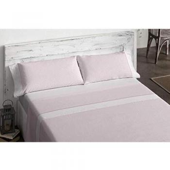 Burrito Blanco Juego de Sábanas 466 con Diseño con una Pequeña Geometría Estampada de un diseño corbatero para Cama Individual de 80x190 hasta 80x200 cm/Juego de Cama 80, Color Rosa