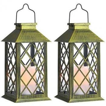 Solar Exterior Lámpara con Vela,Luz LED Solar faroles jardin exteri,Lámpara Solar Jardín Luz de Linterna de Decoración Luces Decorativas para Jardin[Clase de eficiencia energética A]