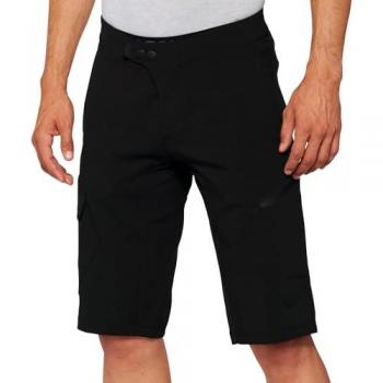 Pantalones Cortos Ridecamp con Liner 100% MTB Wear, color negro oscuro, talla 32