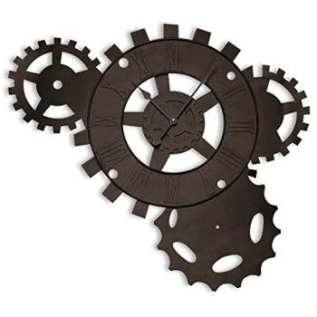 Reloj de Pared Decorativo Versa Volga para Cocina, Salón y Comedor, Metal Marrón y Negro, 71x4,3x51 cm
