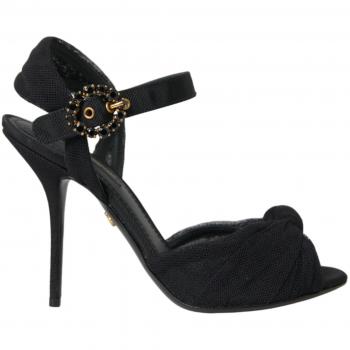 Dolce & Gabbana Black Suede Embellished Heels Sandals - EU38.5/US8, High Heel Sandals, Female, Black, Size: 8 1/2 US Black Mesh Buckle Heels Sand