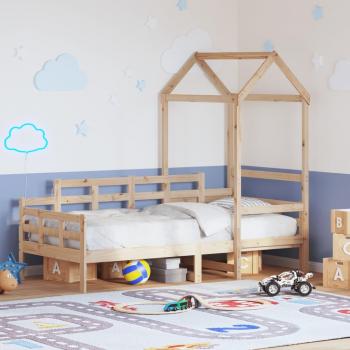 Sofá cama Dormeuse con techo de madera maciza de pino 90x200 cm color Marrón Vidaxl