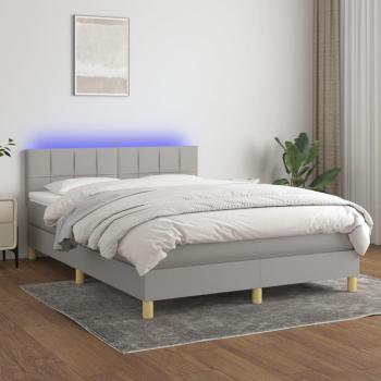 Colchón de cama box spring con muelles y tela LED gris claro 140x200 cm