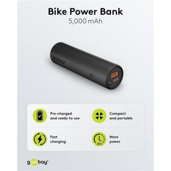 Powerbank Bicicleta 5.0 (5000 mAh) con Soporte Reforzado, Carga Rápida y USB-C