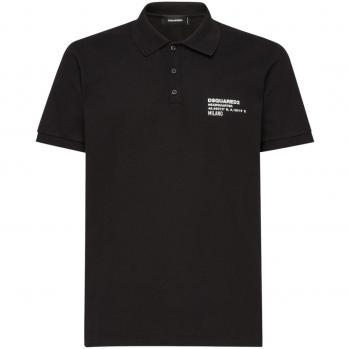 Dsquared2 Men's Logo Cotton Polo Shirt in Black | Size Small