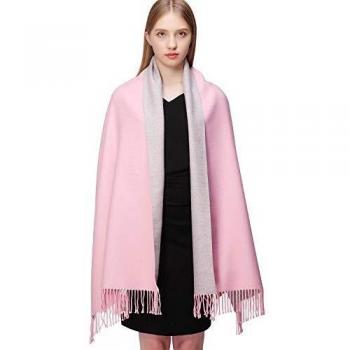 RIIQIICHY Cachemira Invierno Reversible Bufanda Pashmina Chal Mantón para Mujeres Más Grueso Cálida Grande Larga Rosa y gris claro