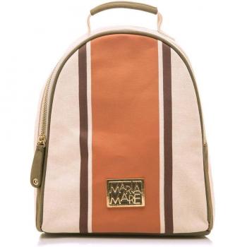 Mochila Mariamare Bega para Mujer en Color Beige con Detalle Naranja y Cierre de Cremallera