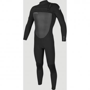 Traje de neopreno O'Neill Epic 3/2mm con cremallera en el pecho y mangas largas, color negro gris oscuro