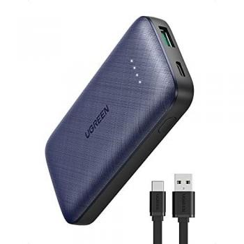 UGREEN 20W Batería Externa Movil PD 3.0 Pequeña con Cable, Mini Power Bank USB C 10000mah Carga Rápida, Cargador Portátil Compatible con iPhone 12, Pro, 11, XR, XS, 8, iPad Pro 2020, Airpods Pro