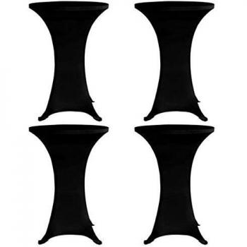 Mantel elástico para mesa alta 4 unidades negro Ø70 cm