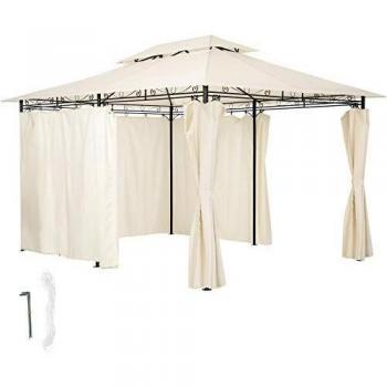 Pabellón de lujo para el jardín Emine Tectake - cenador elegante con 6 paneles laterales, incluye paneles laterales con cremallera, impermeable y resistente a UV, techo alto para mejor circulación del aire