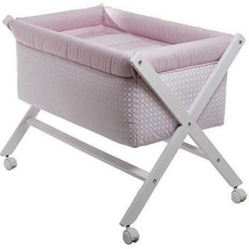 Cambrass Keito - Minicuna con estructura en forma de tijera, madera, 55 x 87 x 74 cm, color rosa