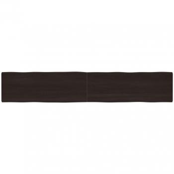 Mesa de sobremesa de roble sin tratar marrón oscuro 220x40x(2-6)cm con tablero tratado y borde natural gris