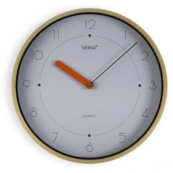 Reloj de Pared Versa Clásico Blanco Marrón Cuarzo 30 x 30 cm