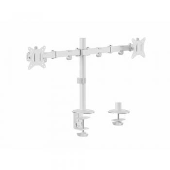 Soporte de Mesa Articulado para 2 Monitores de 17-32 con Brazo Inclinable y Giratorio, Color Blanco