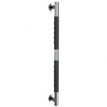 WENKO Barra de seguridad de acero inoxidable Secura 65,5 cm - Asa de seguridad para el baño, para bañera o inodoro, Silicona, 65.5 x 5 x 9 cm, Antracita