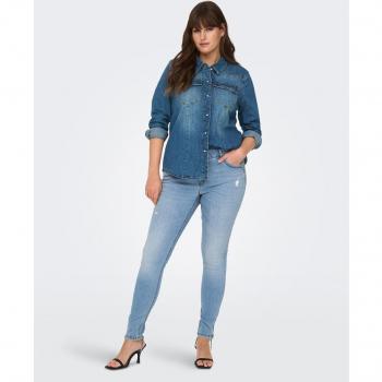 Vaquero ajustado pitillo Only Carmakoma Karla azul claro para mujer
