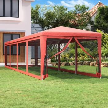 Carpa para fiestas con 10 paredes de malla HDPE, colores disponibles: rojo, antracita y azul, dimensiones 3x12 m