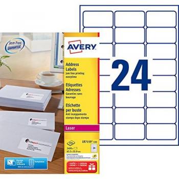 Etiquetas de Dirección Recycled Avery LR7159 - 2400 Unidades - 63,5 x 33,9 mm - Impresión Láser - Blancas