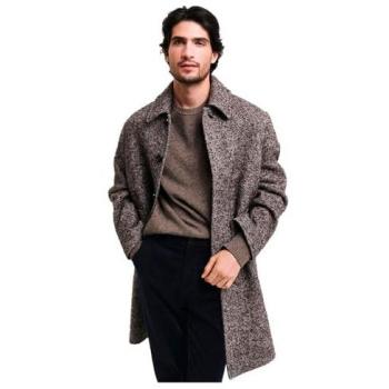 Gant Blend Men's Wool Blend Round Neck Pullover Sweater in Dark Hazelnut Melange, Size XL